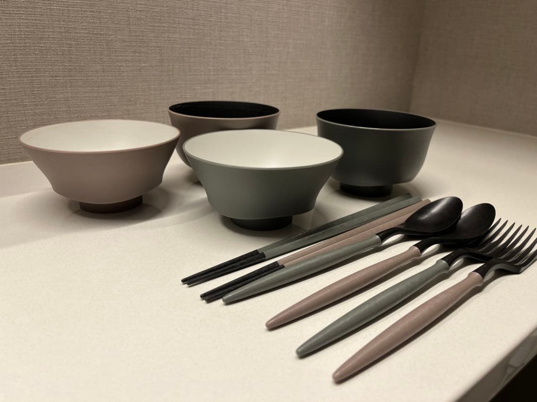 ARAS お椀・茶碗・箸・フォーク・スプーン　ピンク　グレー