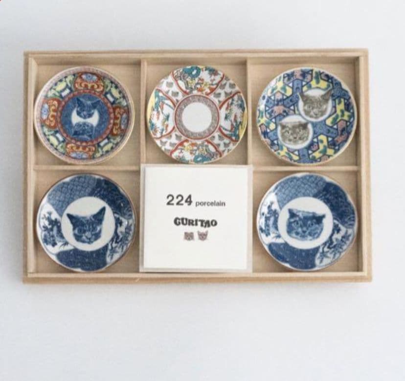 広海深海グリタオ　備前吉田焼き豆皿木箱入り5点セット