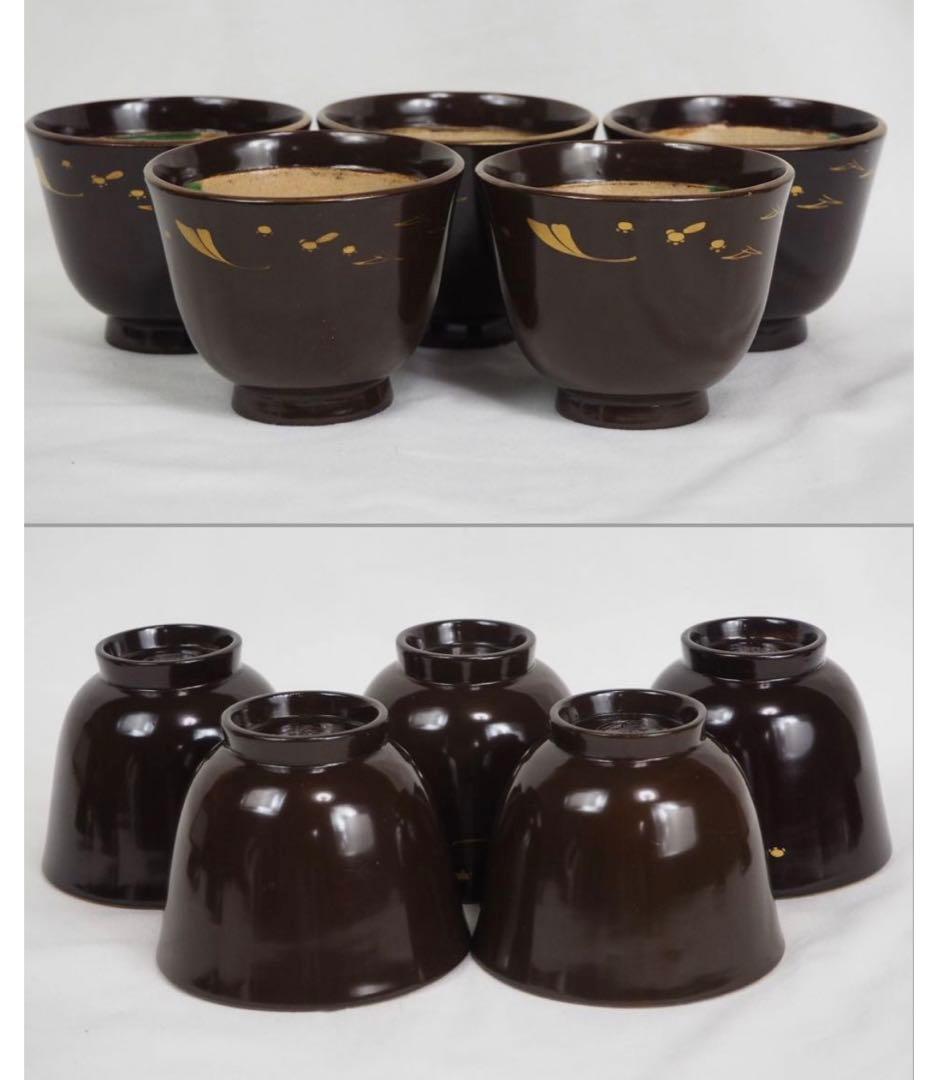 送料無料　江戸時代　豊楽焼『慶楽』銘　椀５客　本物保証　★共箱・二重箱★