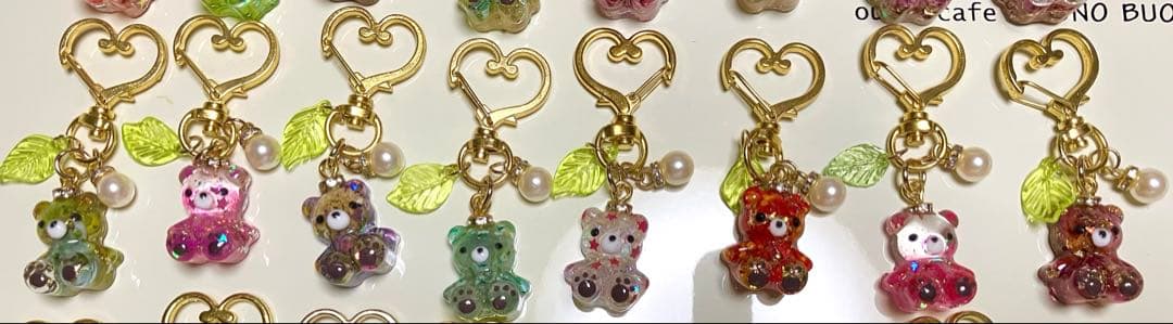 お花のクマちゃんキーホルダー＆雫チャーム♪