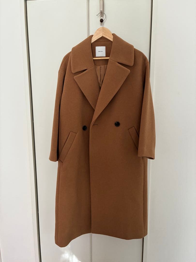 ブラウン ダブルブレスト ロングコート
