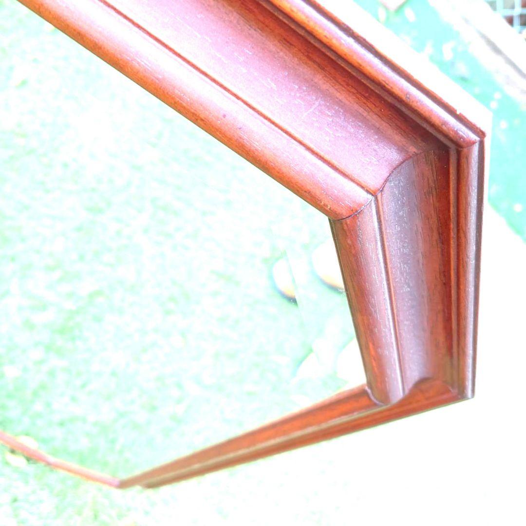 八角木枠ウォールミラー780✕560 イタリア製　ベベル鏡　ヴィンテージ物
