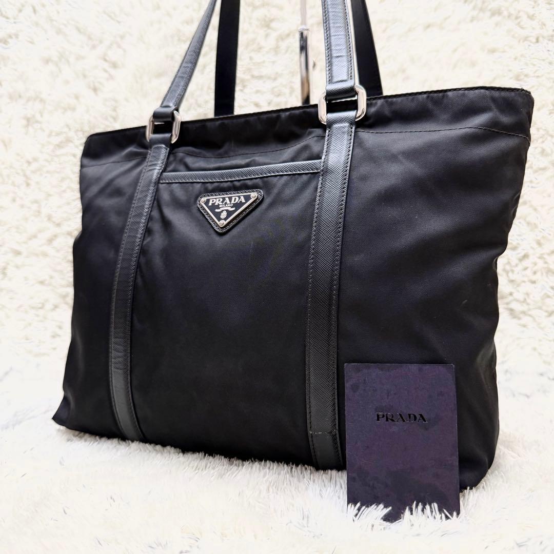 PRADAプラダ サフィアーノ レザー トートバッグ A4 ナイロン 三角ロゴ