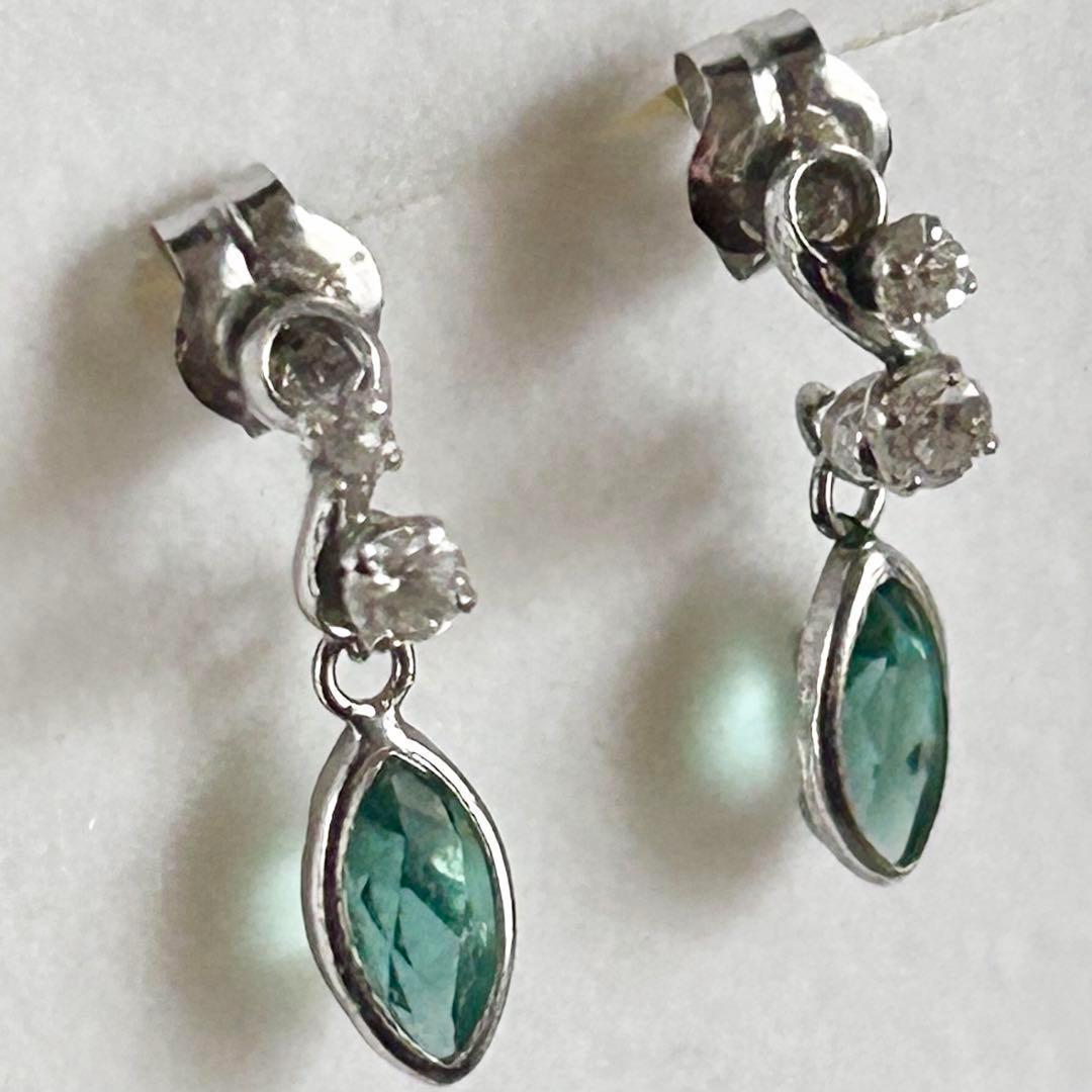 希少★パワーストーン☆K14WG グリーンクォーツ/ジルコニア ピアス 14金