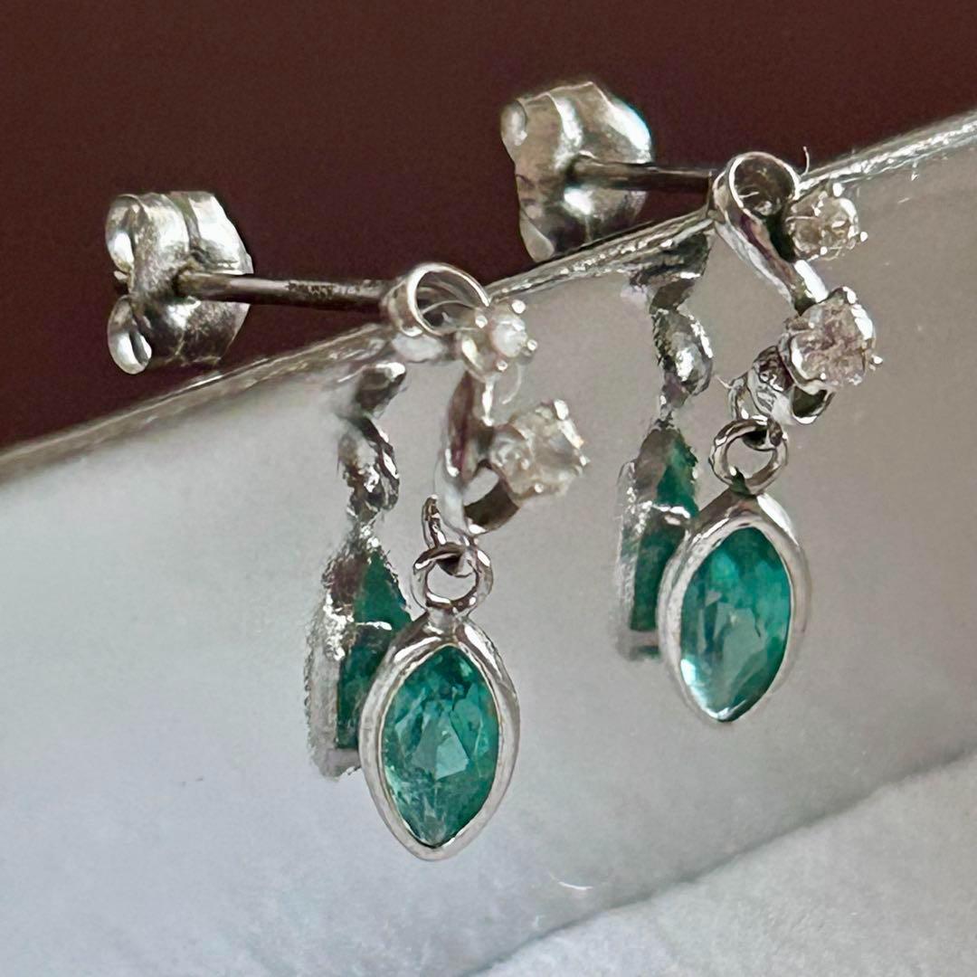 希少★パワーストーン☆K14WG グリーンクォーツ/ジルコニア ピアス 14金