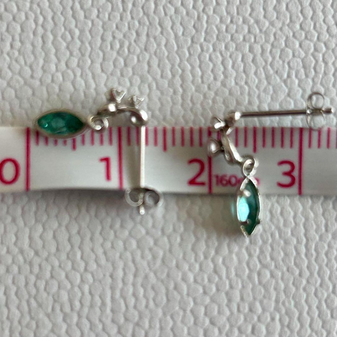 希少★パワーストーン☆K14WG グリーンクォーツ/ジルコニア ピアス 14金