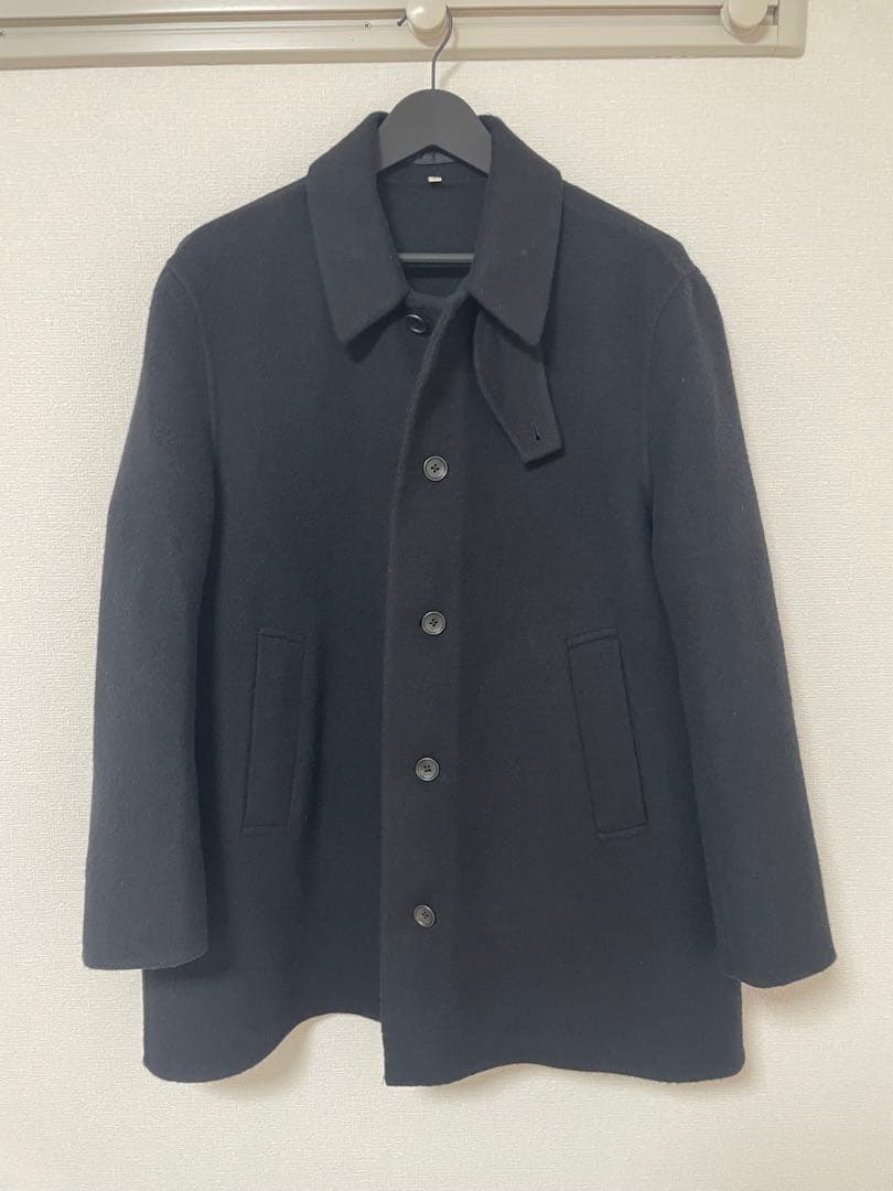 Muji Labo カシミヤ混ショートステンカラーコート ブラックＬ