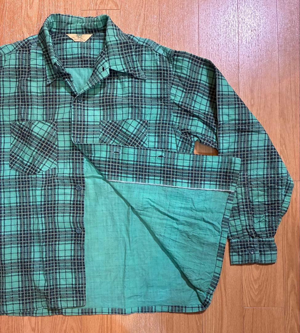 50's Bond プリントネルシャツ　開襟BOX型　Lサイズ　好配色　激レア‼︎