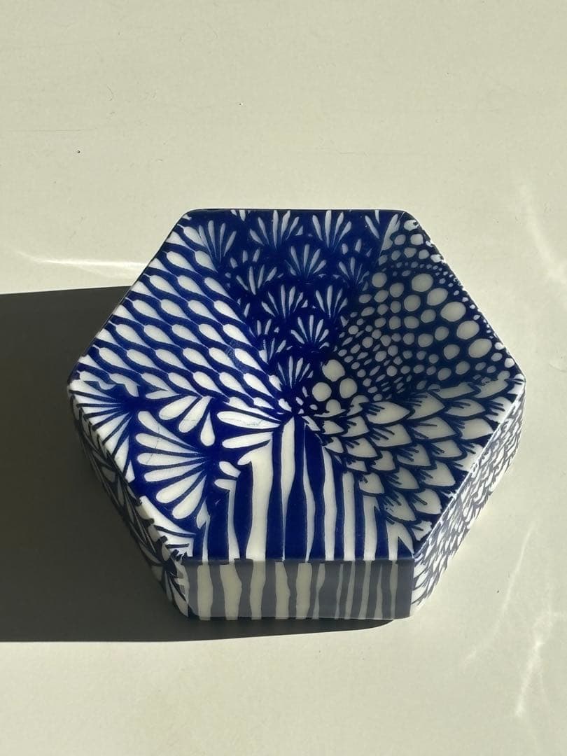 ヘイニリータフフタ　ヘキサゴン　ディッシュ　ブルー　アラビア　レア　小物置き