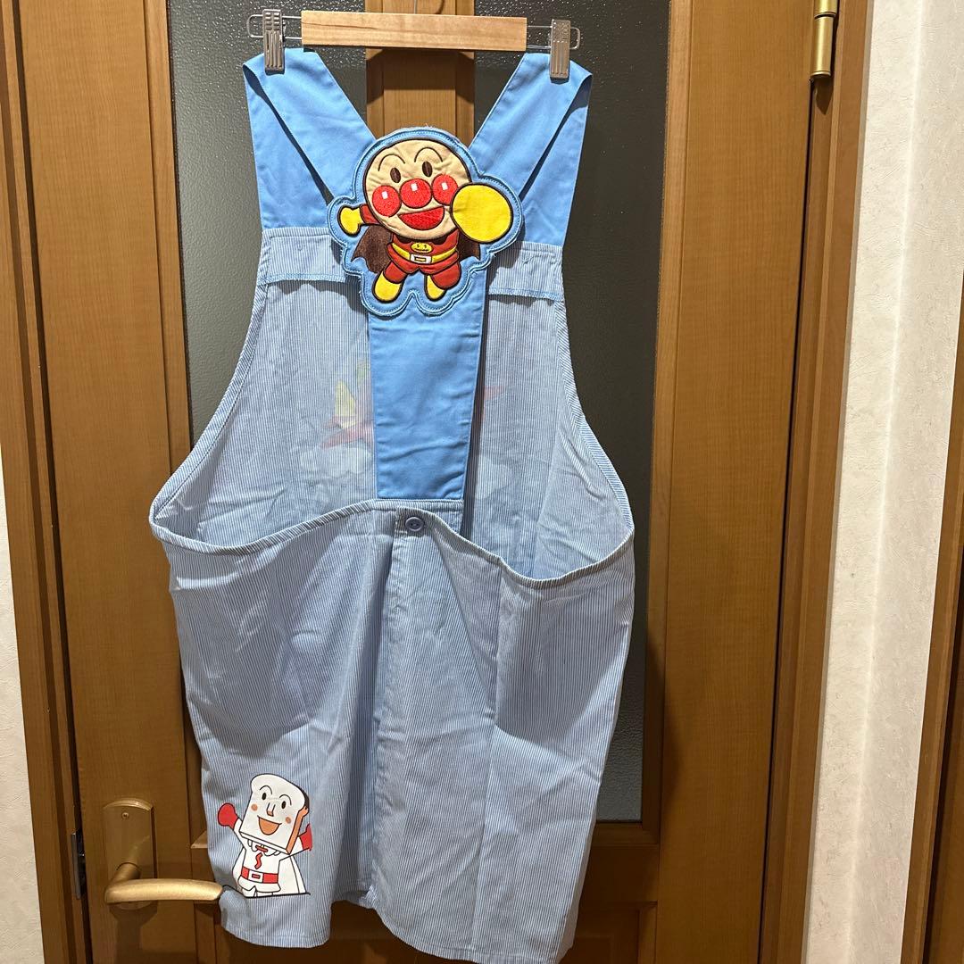 アンパンマン エプロン 青色ストライプ 他2点エプロンセット