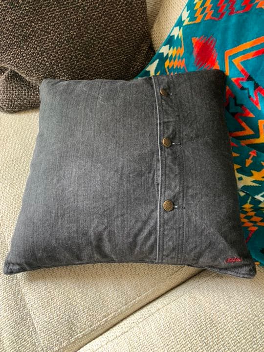 WTW 刺繍 ブラックデニム クッションカバー カリフォルニア ロンハーマン