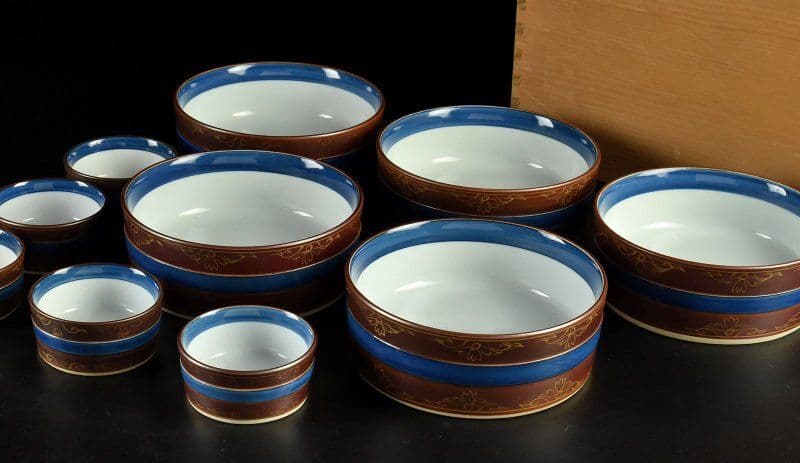 館林源右衛門　染錦金襴手　大、小各五客　②