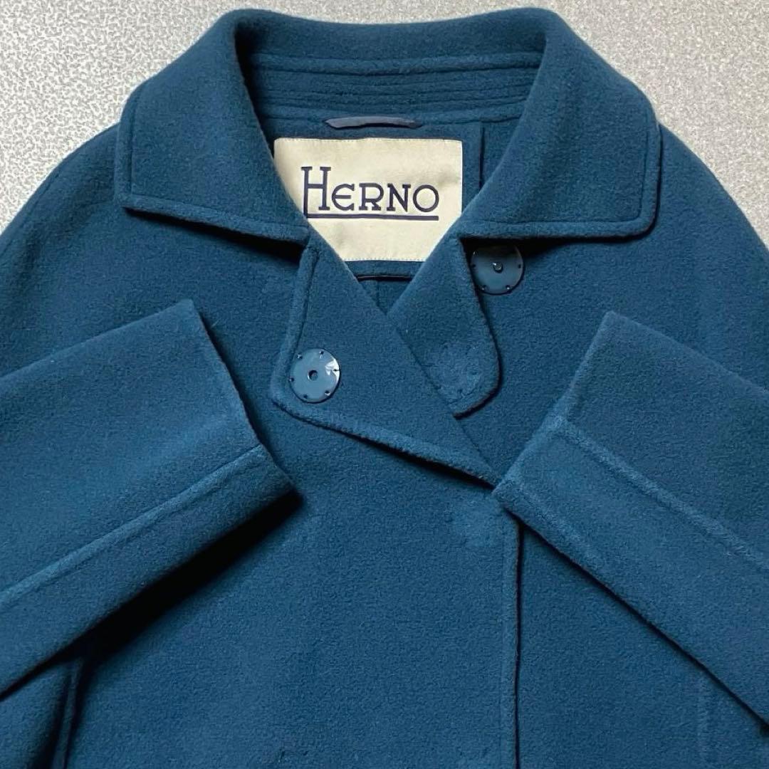 HERNO リバーコート ダブルフェイス ラムウール ロング ブルー ヘルノ