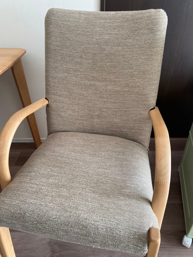 グレー 布張り 木製ダイニングチェア2脚