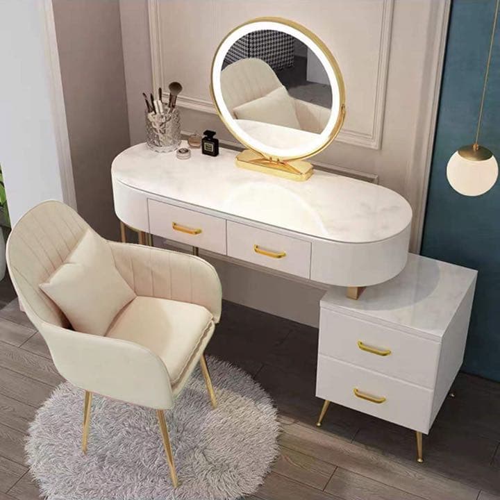 ドレッサー 北欧風 ガラス天板　120cm  鏡台