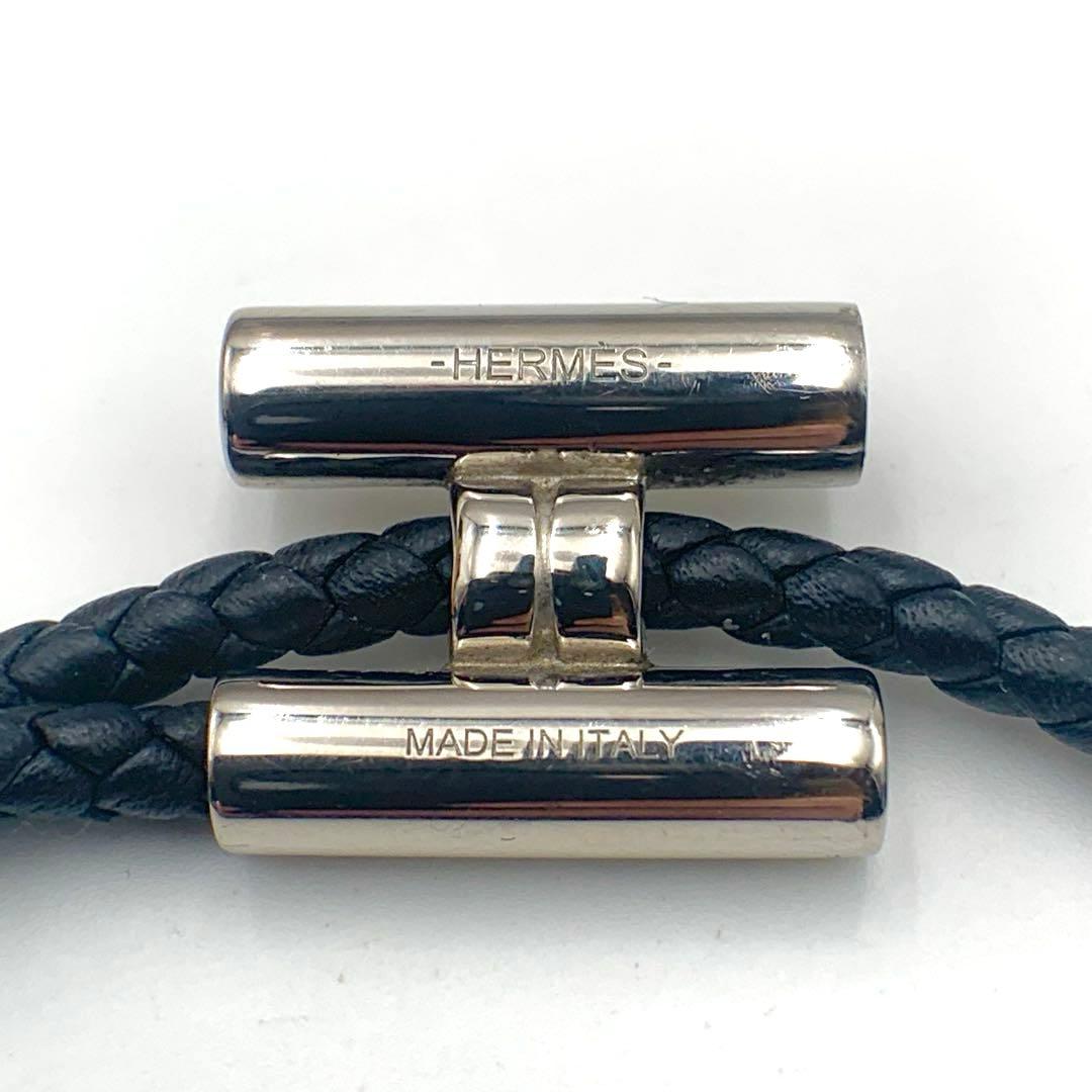 HERMES エルメス トゥルニ トレッセ レザーブレスレット ブラック