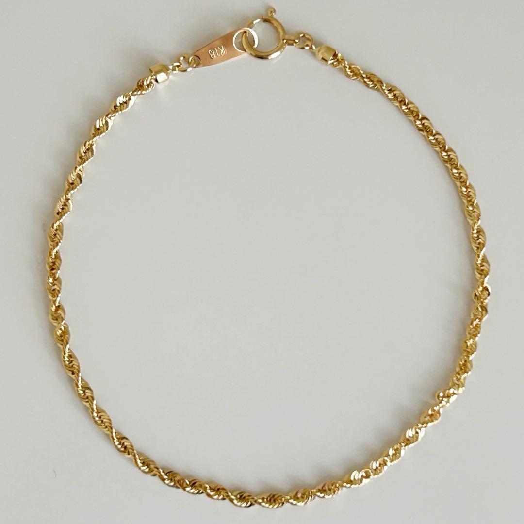 大特価✨早いもの勝ち❣️新品18金 K18 ロープチェーン ブレスレット 18cm