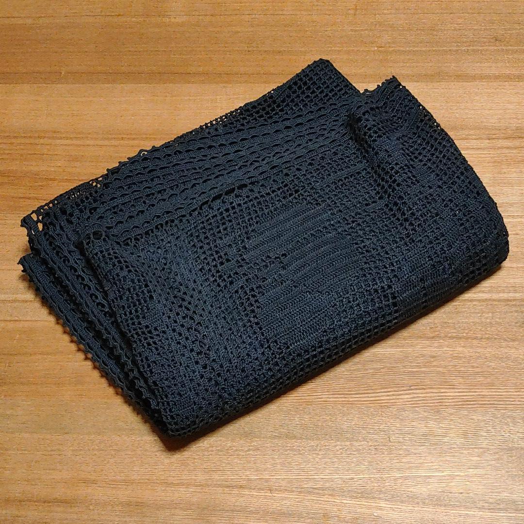 手編み 黒レース ベッドカバー