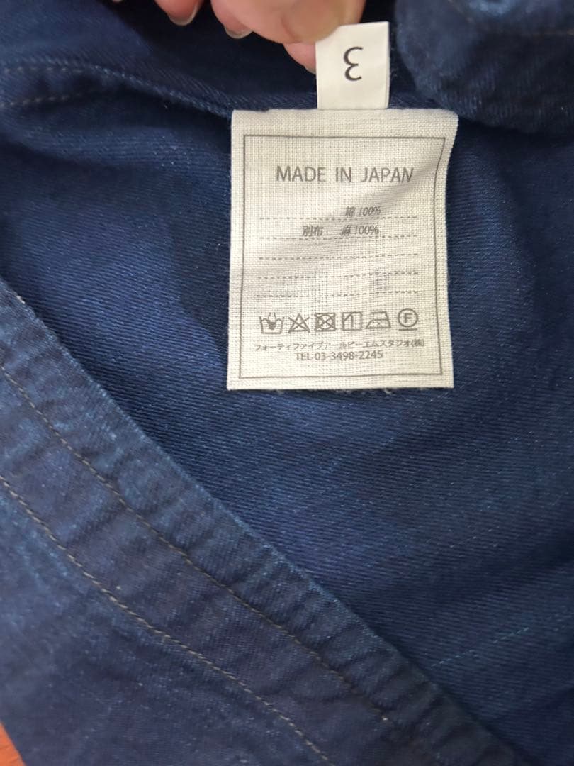 45R ゴマデニムのブラウス　インディゴ　3-L