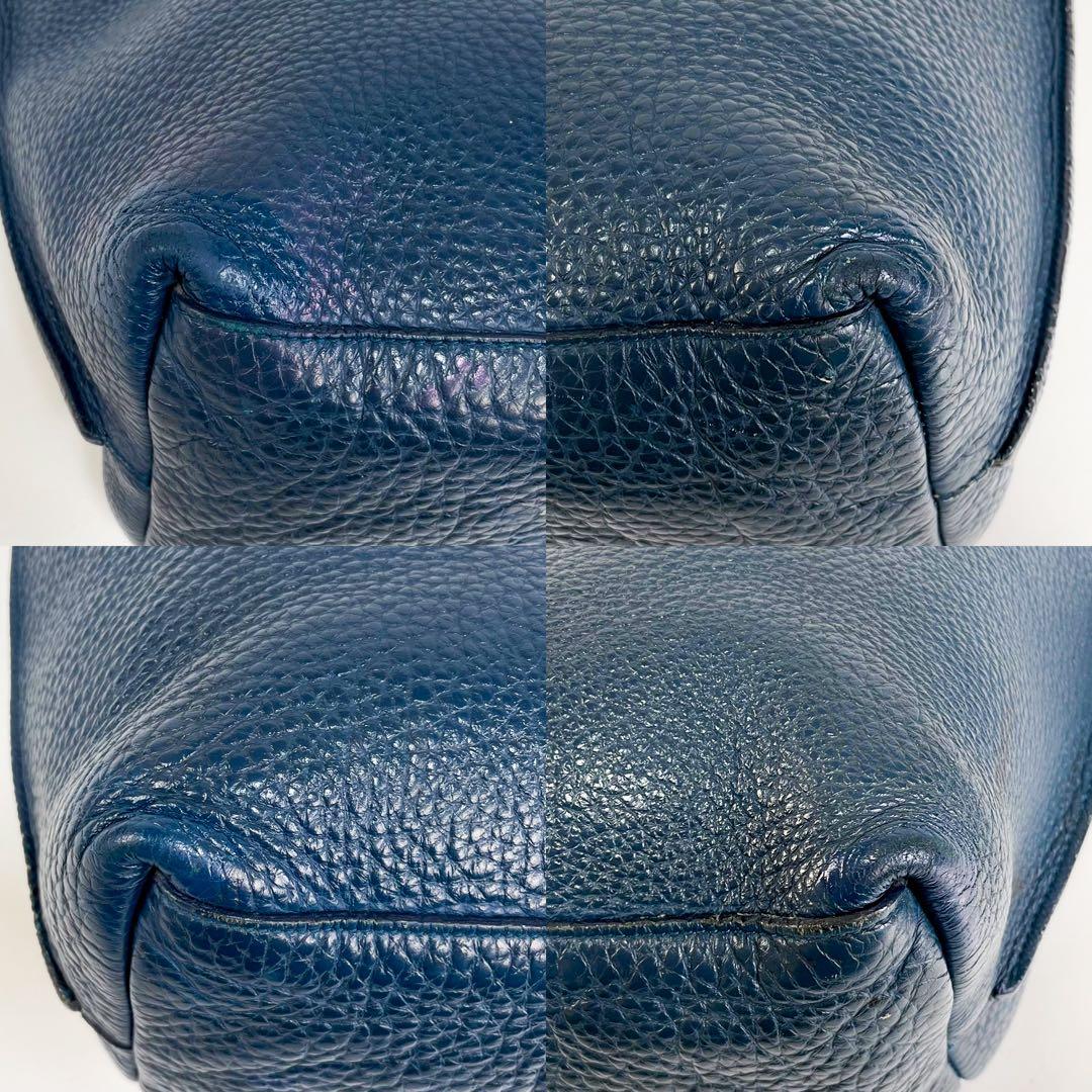 美品◆フルラ ジョーヴェ トートバッグ レザー A4 ネイビー シボ メンズ