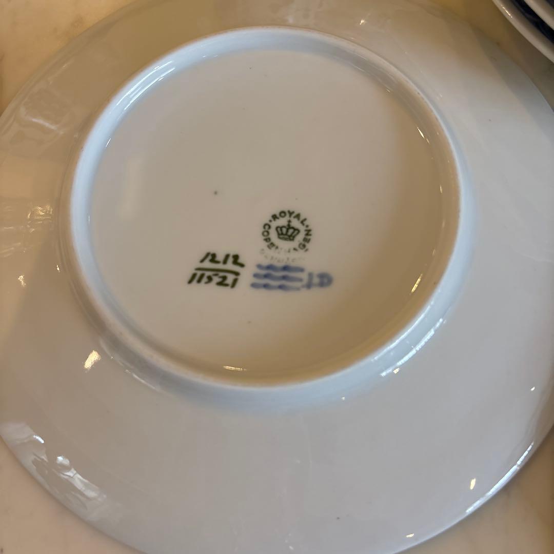 ロイヤルコペンハーゲン白と青の波模様皿 6枚セット