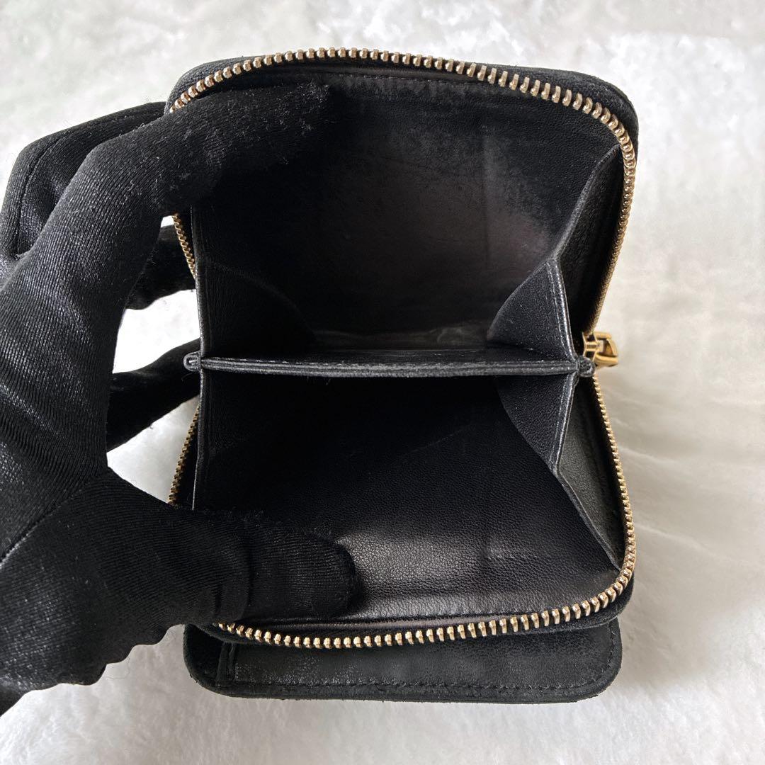 miu miu マテラッセ ラウンドジップ 財布 キルティング レザー ブラック