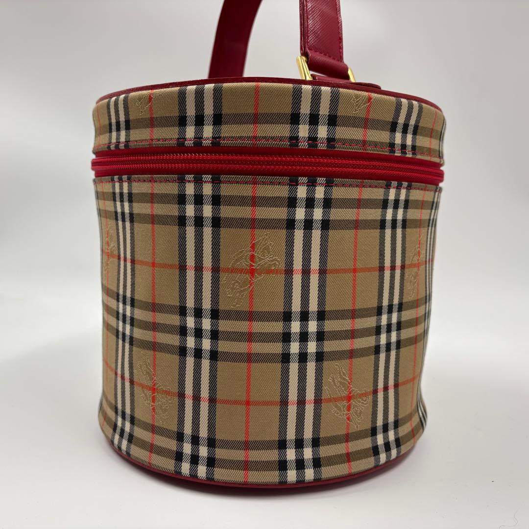 美品【BURBERRY】バニティバッグ ノバチェック レッド シャドーホース