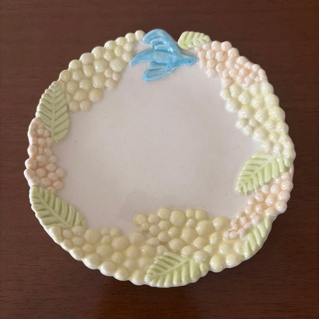 つちのわ　食器　皿　プレート　ミモザ　りんごの木　 石黒美佐緒　中サイズ