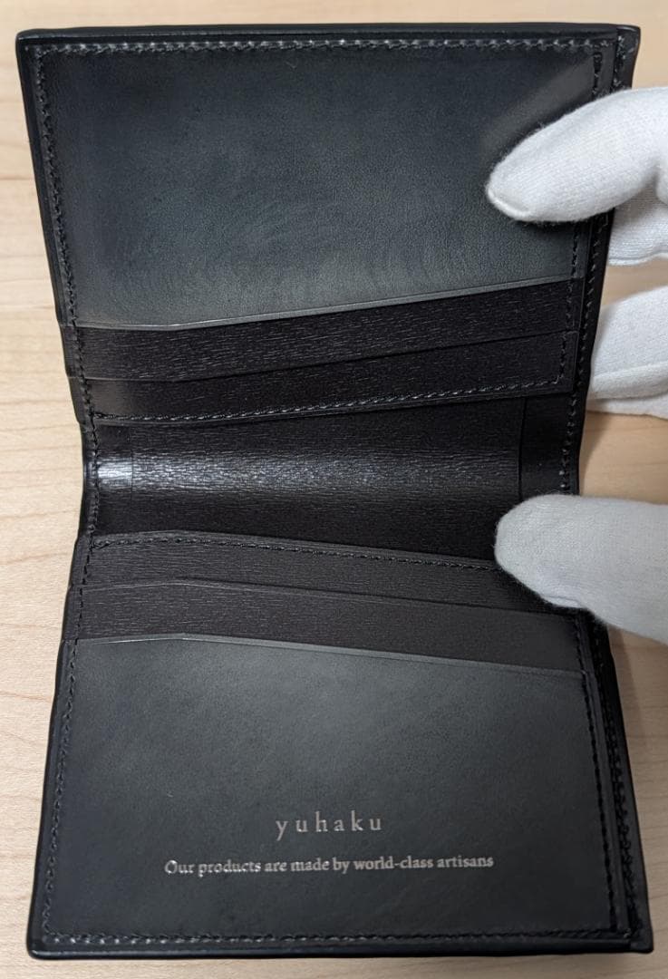 新品 yuhaku クロコダイル × 牛革 薄型二つ折り財布 YCA122