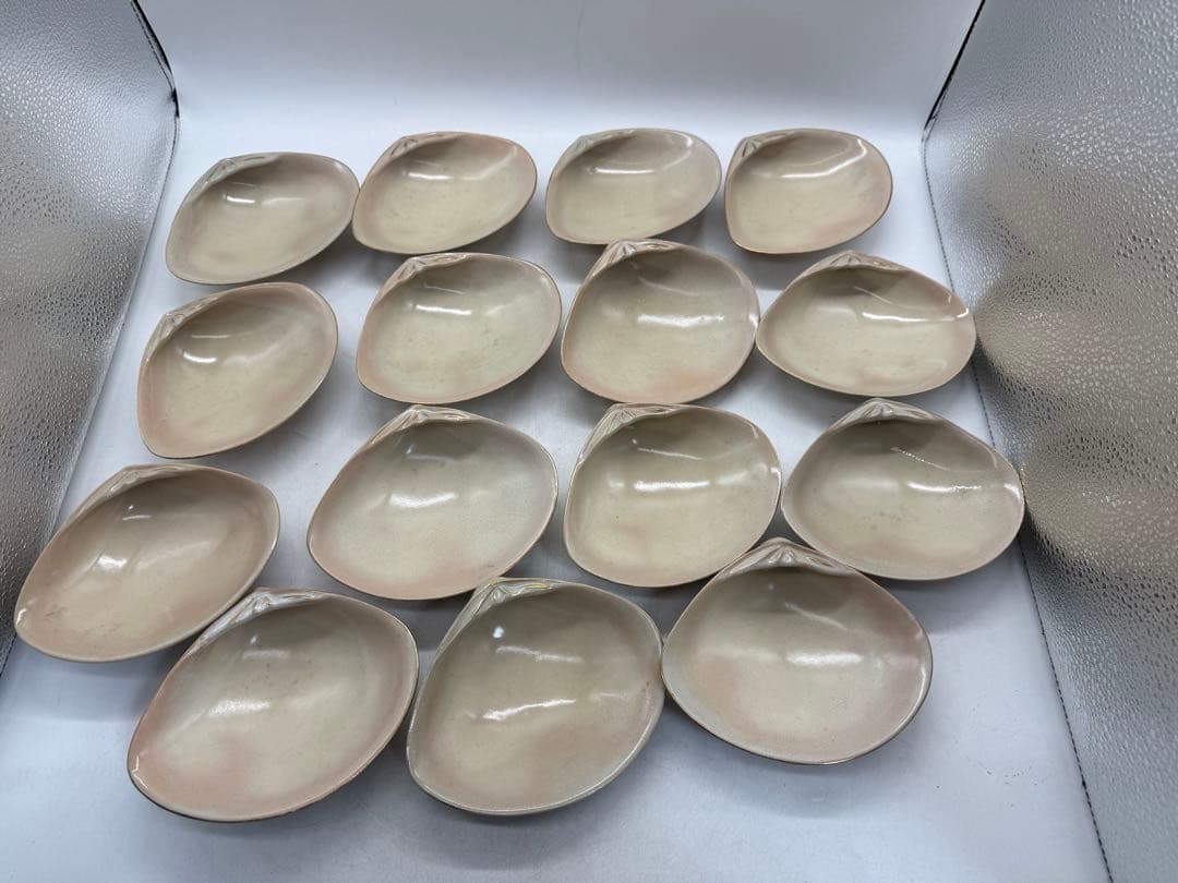 高麗地金彩山画　貝形小鉢15点　松富作　懐石料理　送料込み260206