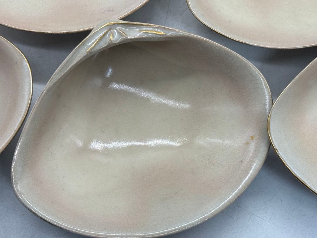 高麗地金彩山画　貝形小鉢15点　松富作　懐石料理　送料込み260206