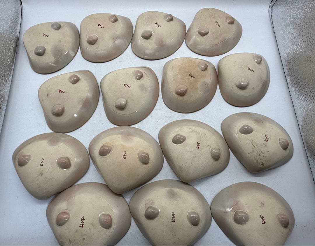 高麗地金彩山画　貝形小鉢15点　松富作　懐石料理　送料込み260206