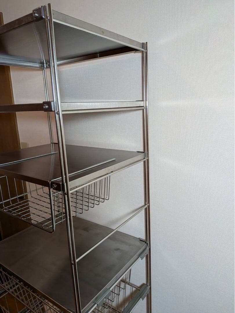 ■送料込■無印 ステンレスユニットシェルフ ステンレス棚 ワイヤーバスケット収納