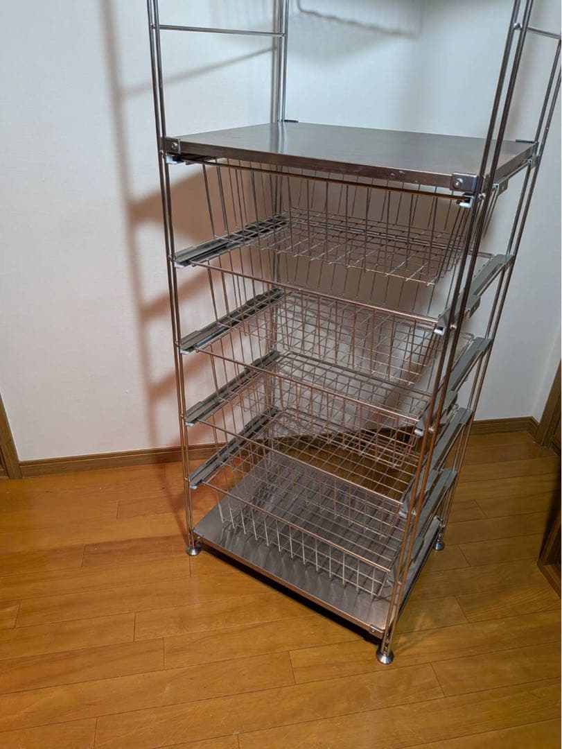 ■送料込■無印 ステンレスユニットシェルフ ステンレス棚 ワイヤーバスケット収納