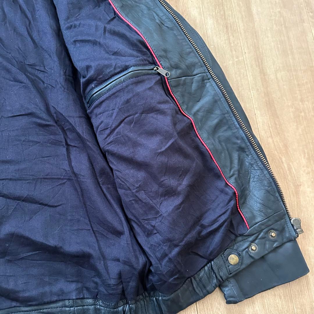 【美品】フランス軍 フライトジャケット パイロット レザー　ブラック　L XL