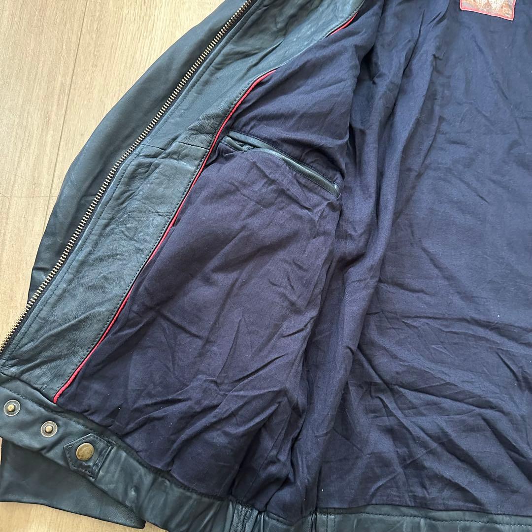 【美品】フランス軍 フライトジャケット パイロット レザー　ブラック　L XL