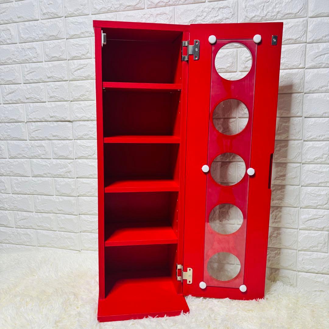 ポストモダン　レッドカラー　サークル　ガラス　タワー　サイド　ラック