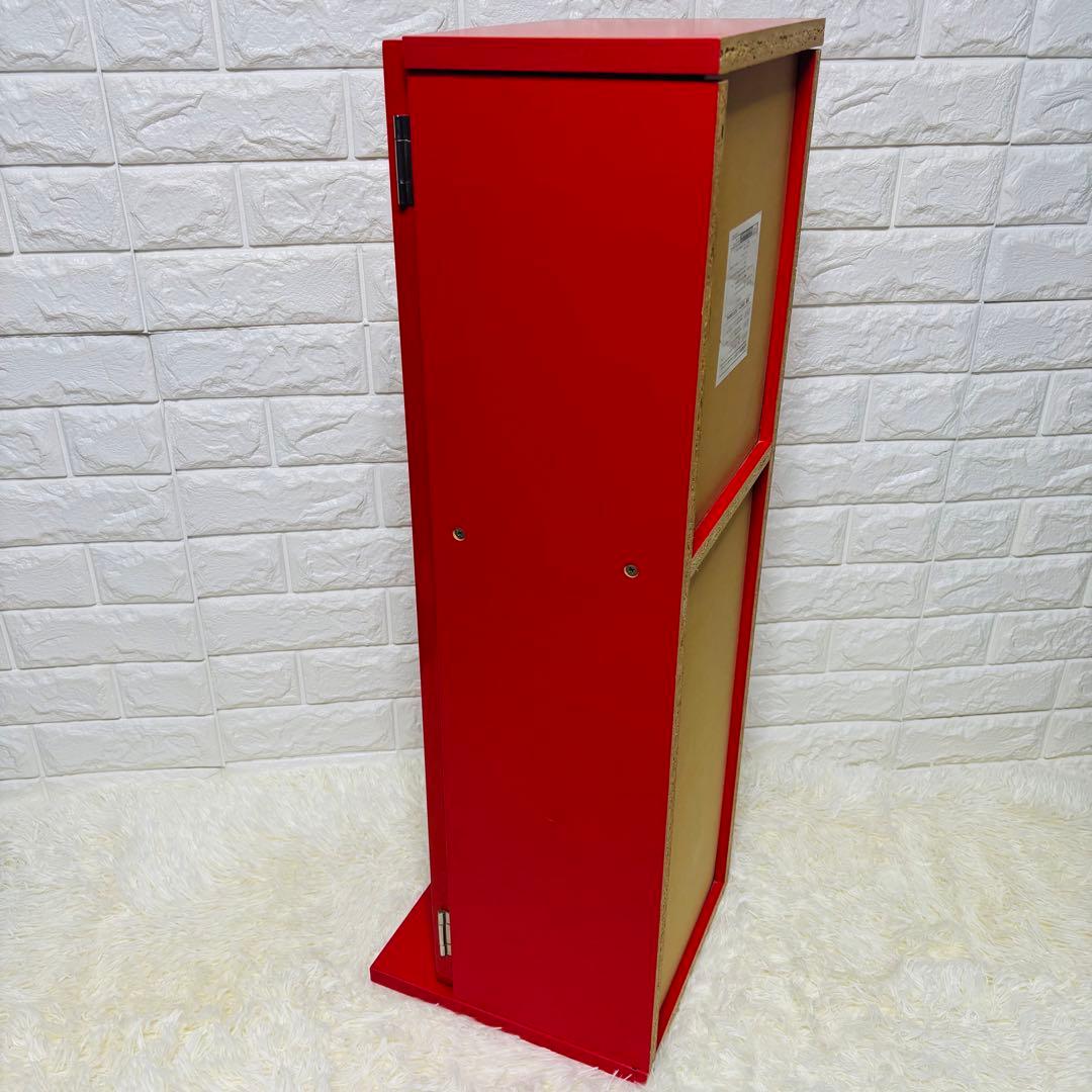 ポストモダン　レッドカラー　サークル　ガラス　タワー　サイド　ラック