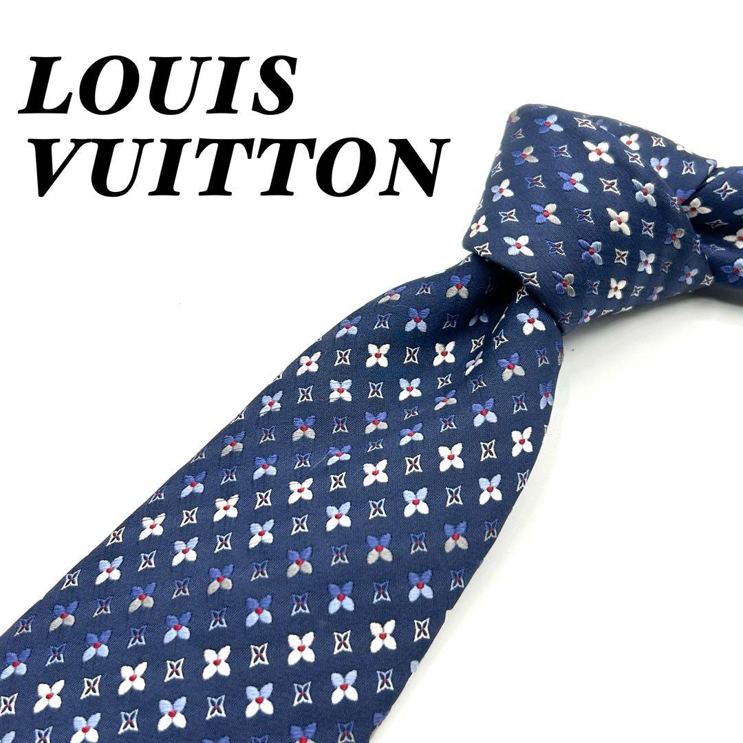 H*✨様 ✨美品✨ルイヴィトン　モノグラム　高級シルク　ネイビー　花柄　ネクタイ