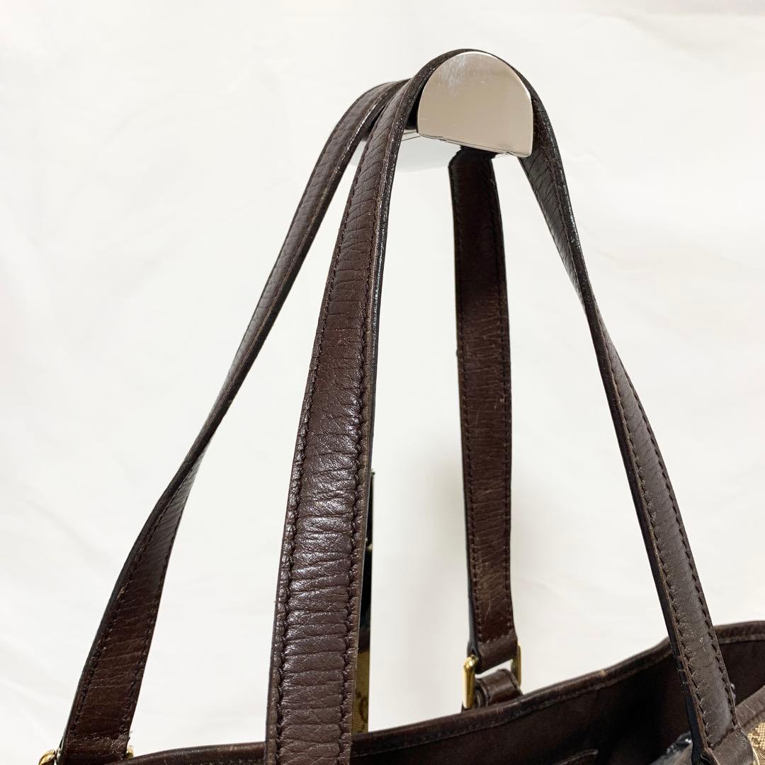 良品✨ グッチ　シェリーライン　ggキャンバス　トートバッグ　肩掛け　ブラウン