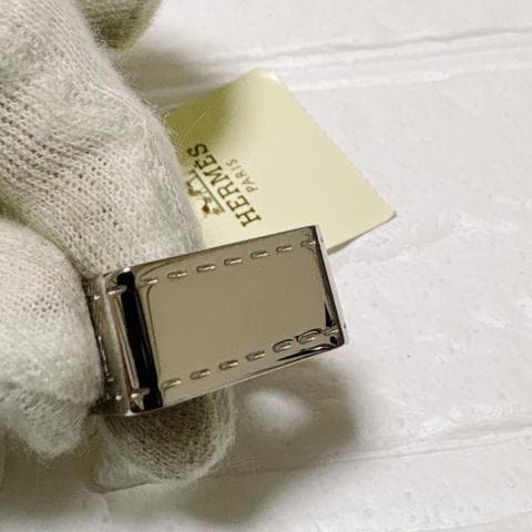 新品未使用HERMES ボルデュック スカーフリング シルバー 馬車柄 スクエア