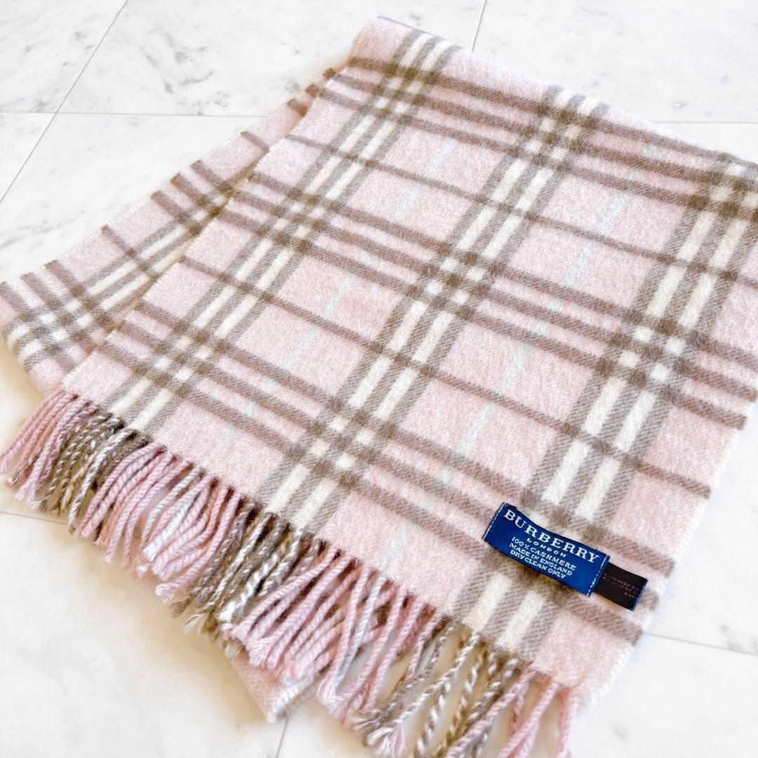✨希少✨バーバリーロンドン　カシミヤ100% ノバチェック　ピンク　マフラー