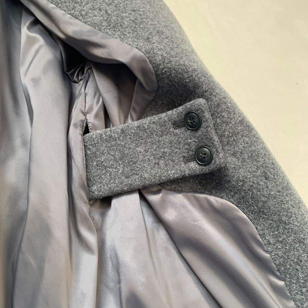 あずくる　北欧暮らしの道具店 アレンジ襟のかろやかチェスターコート グレー