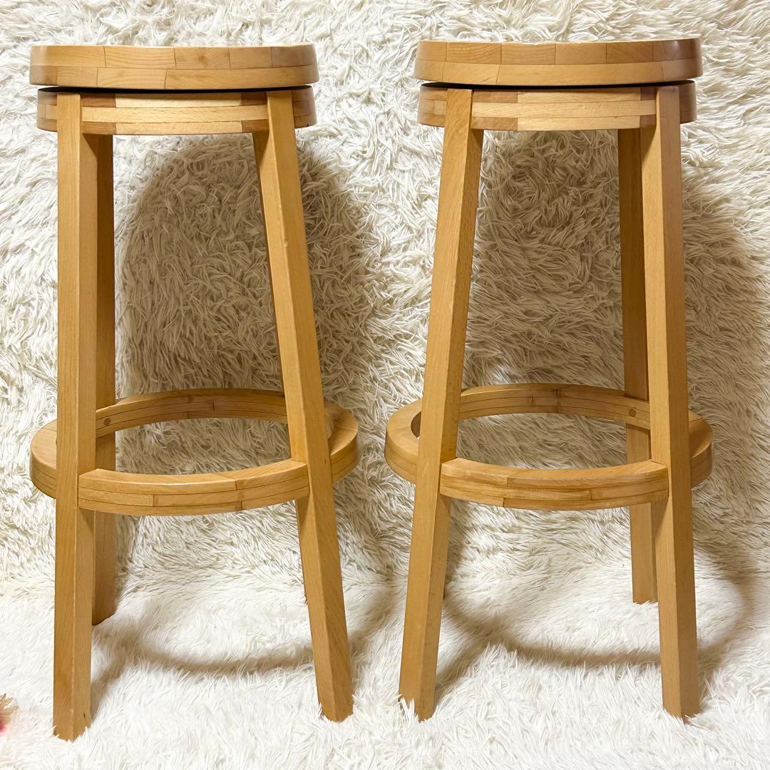 【廃盤品】QUON クオン 回転式 カウンターチェア セロ ブナ材 740 2脚