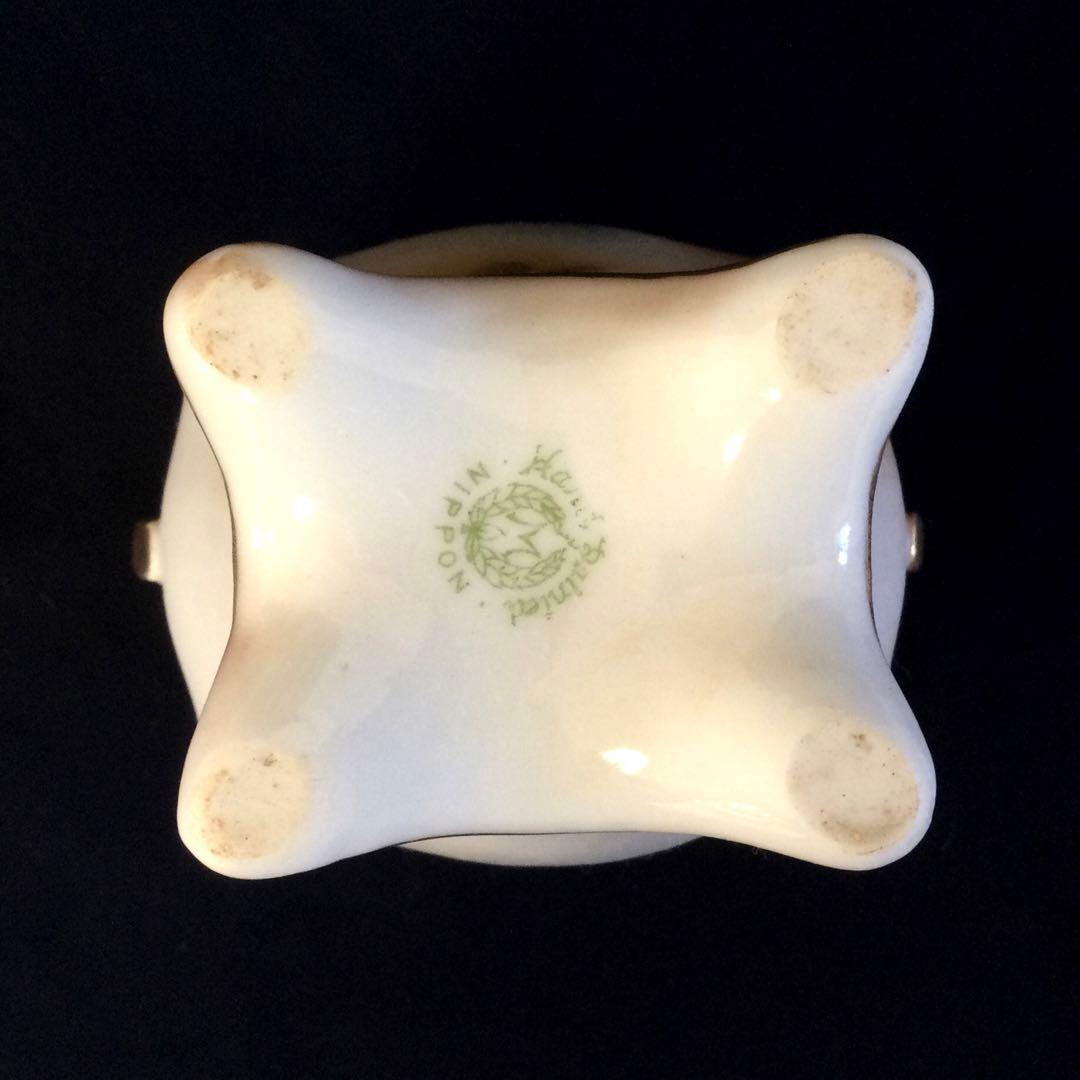 オールドノリタケ ハンドペイント 金彩華絵 耳付花瓶 アンティーク K635