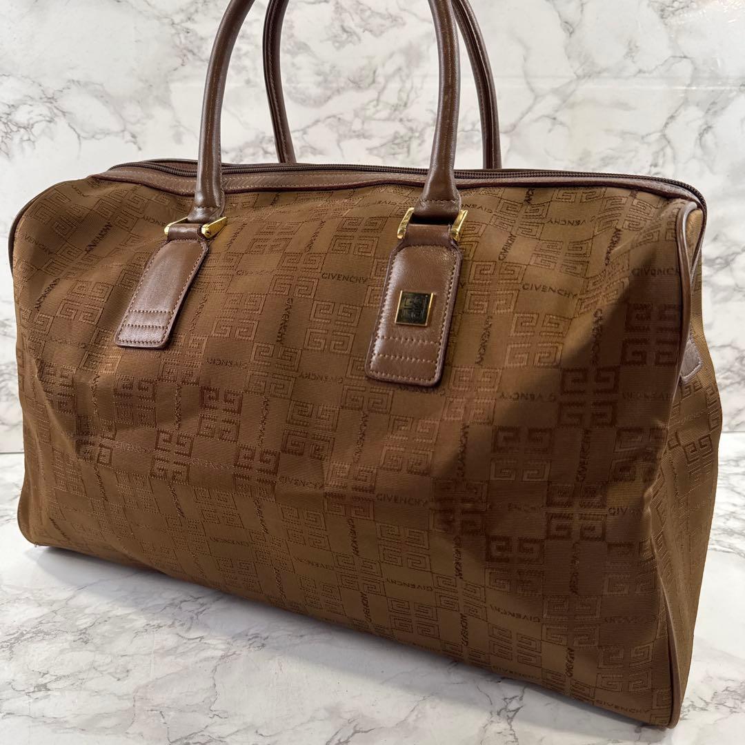デッドストックGIVENCHY ジバンシィ 総柄ジャガード×本革 ボストンバッグ