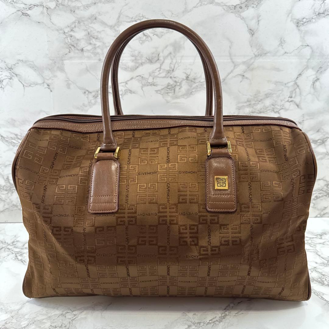 デッドストックGIVENCHY ジバンシィ 総柄ジャガード×本革 ボストンバッグ