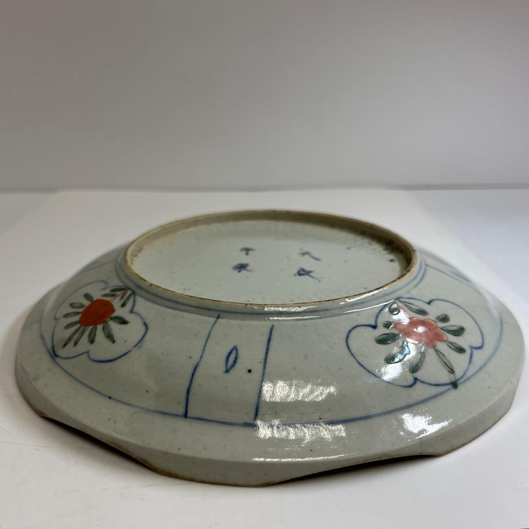 専用　中国古玩　天啓年製　赤絵大皿　幅約25㎝　東Y8-0130☆2F