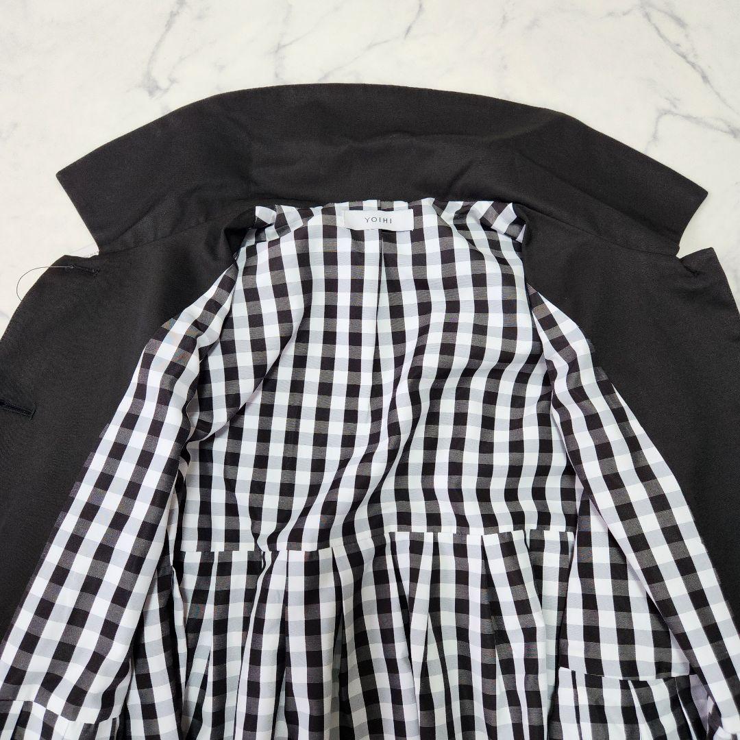 新品✨未使用　YOIHI フリルギャザーステンカラーコート トレンチ　ブラック