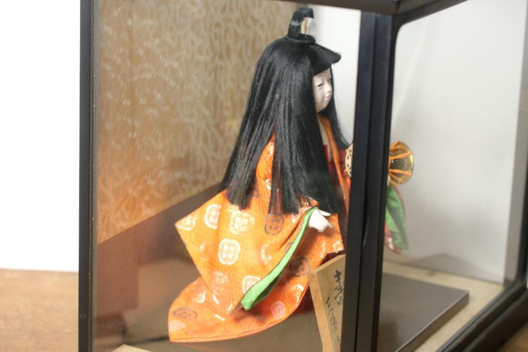 日本人形 三陽作「寿の舞」ガラスケース付 尾山人形 縁起物 工芸品 置物